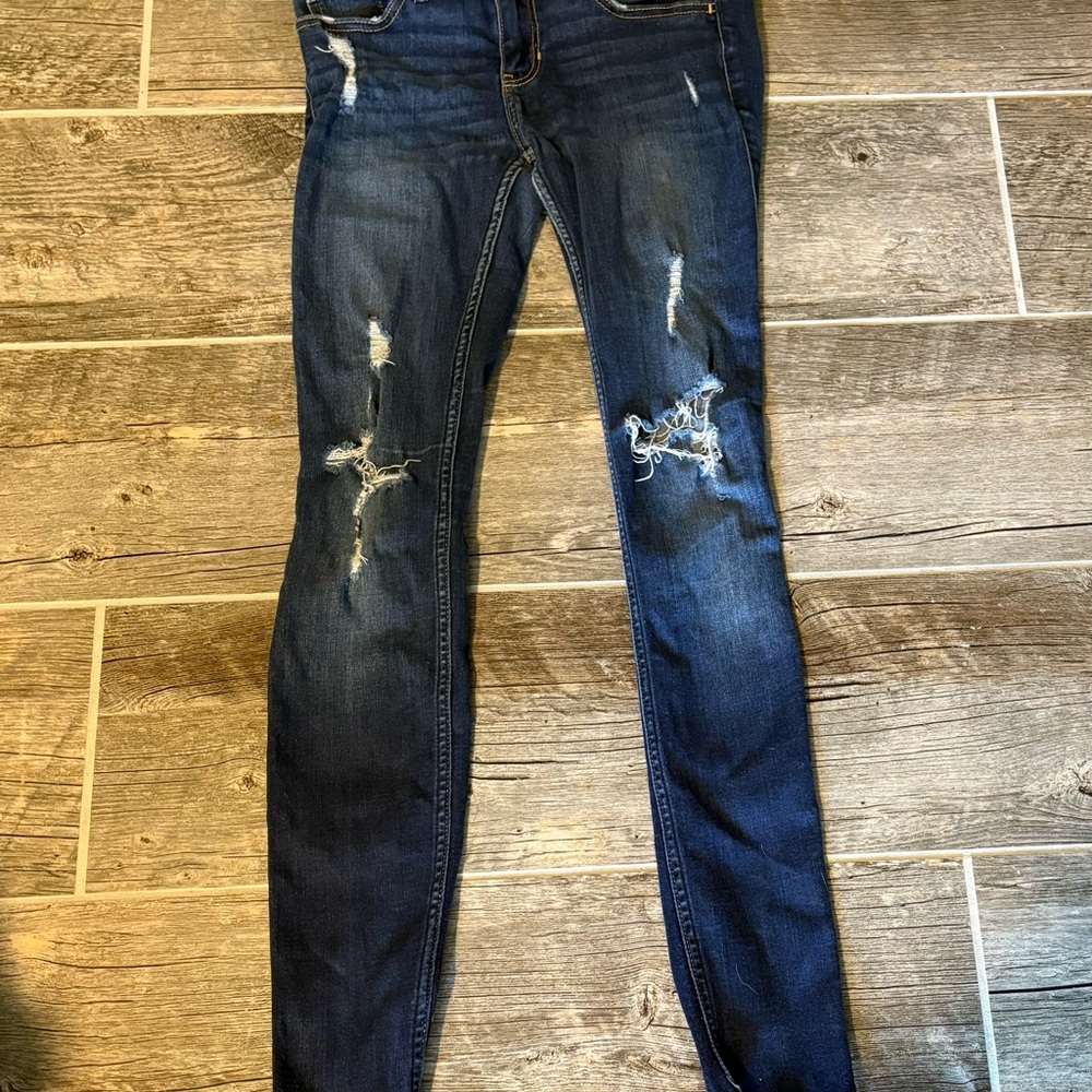 Hollister Dark Blue Distressed Skinny Jeans